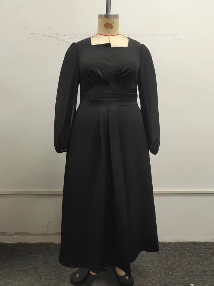 Square-Neck Pleated Maxi Dress