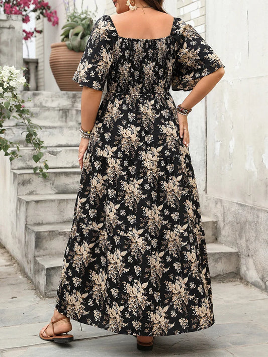 Floral Lace-Waist Maxi Dress