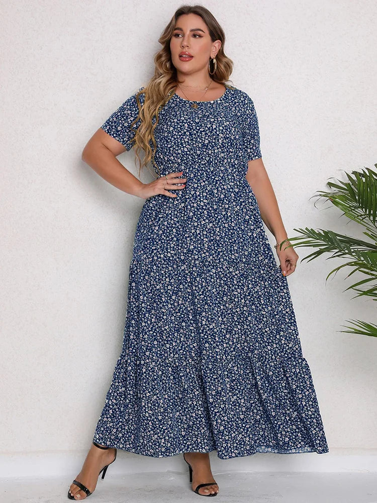 Ditsy-Floral Ruffle-Hem Maxi Dress