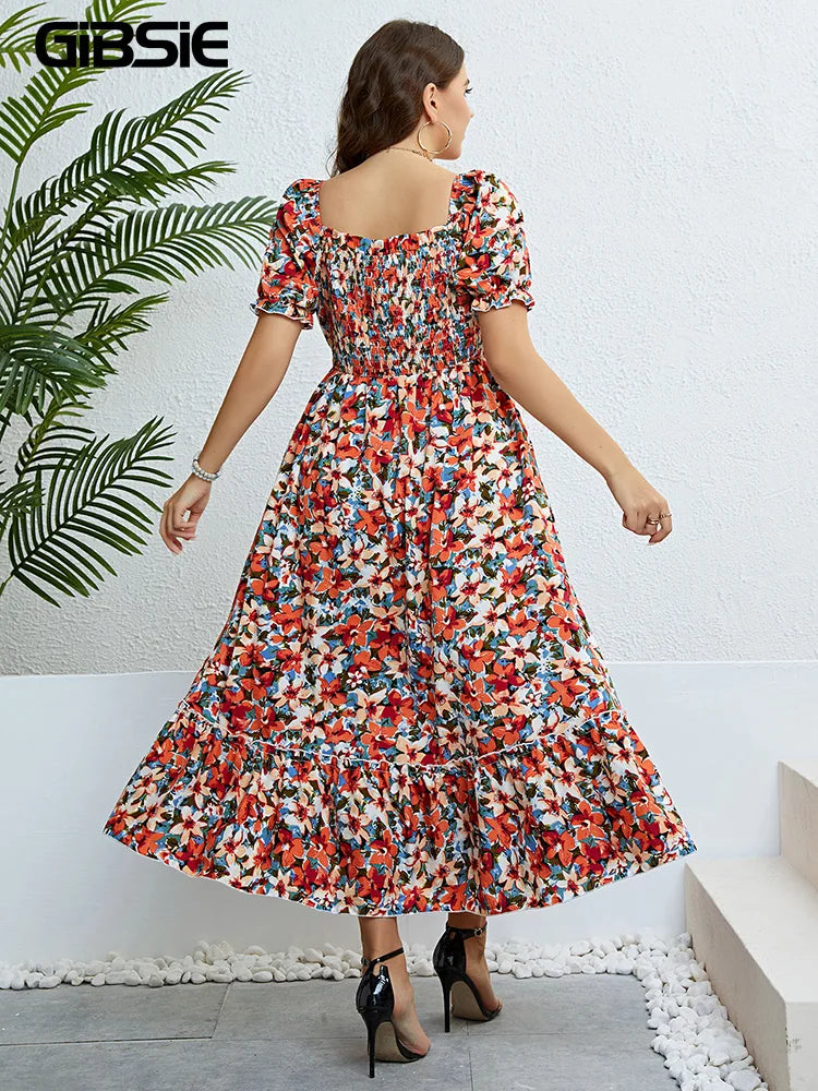 Floral Smocked-Bodice Maxi Dress