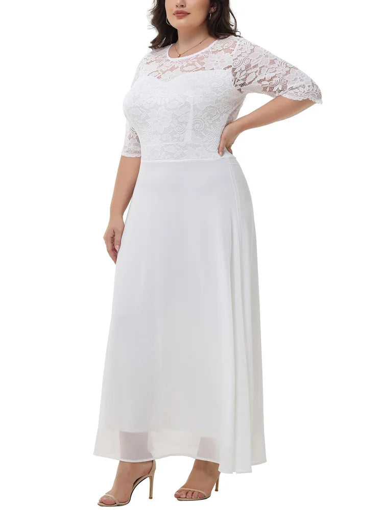 Lace-Bodice A-Line Maxi Dress