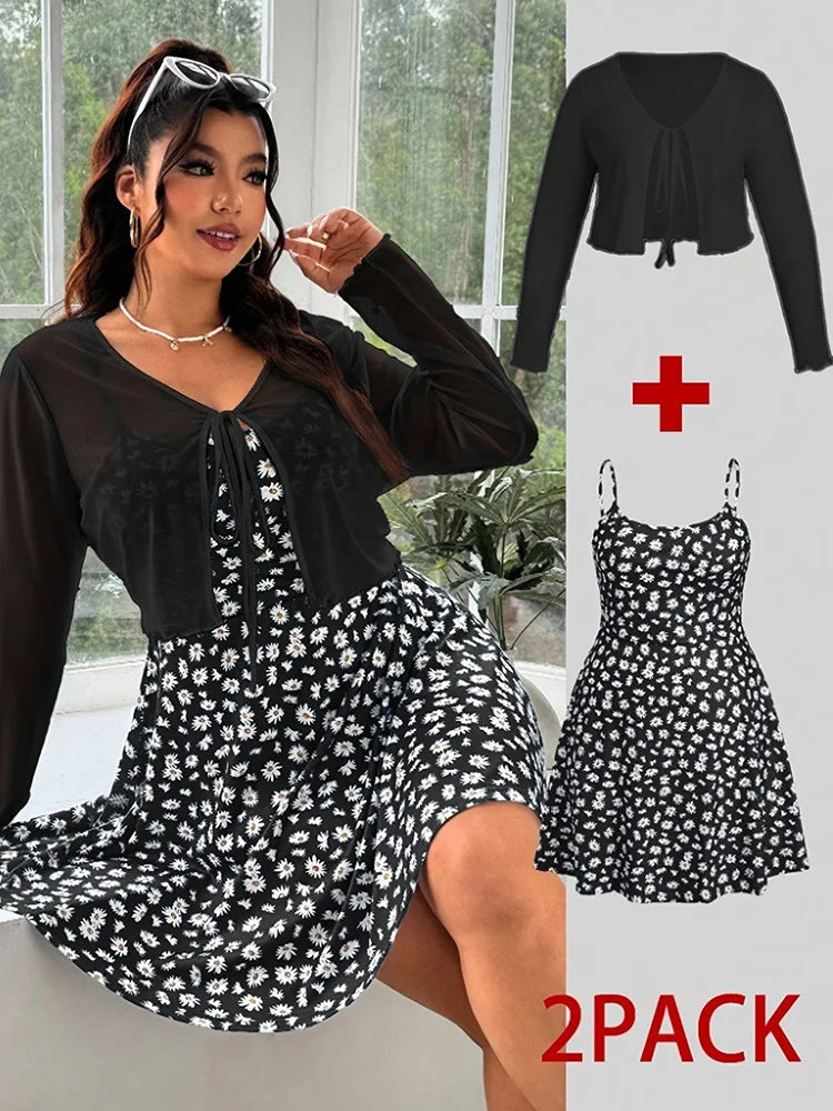Daisy Cami Dress & Tie-Front Cardigan Set