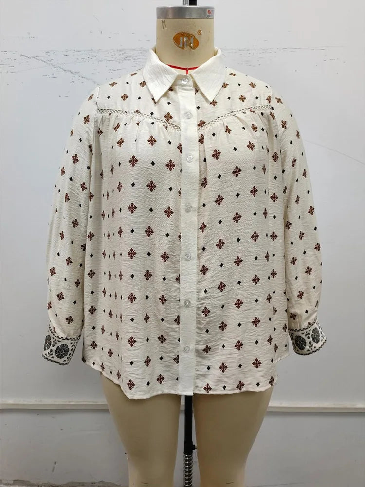 Embroidered-Yoke Button-Down Shirt