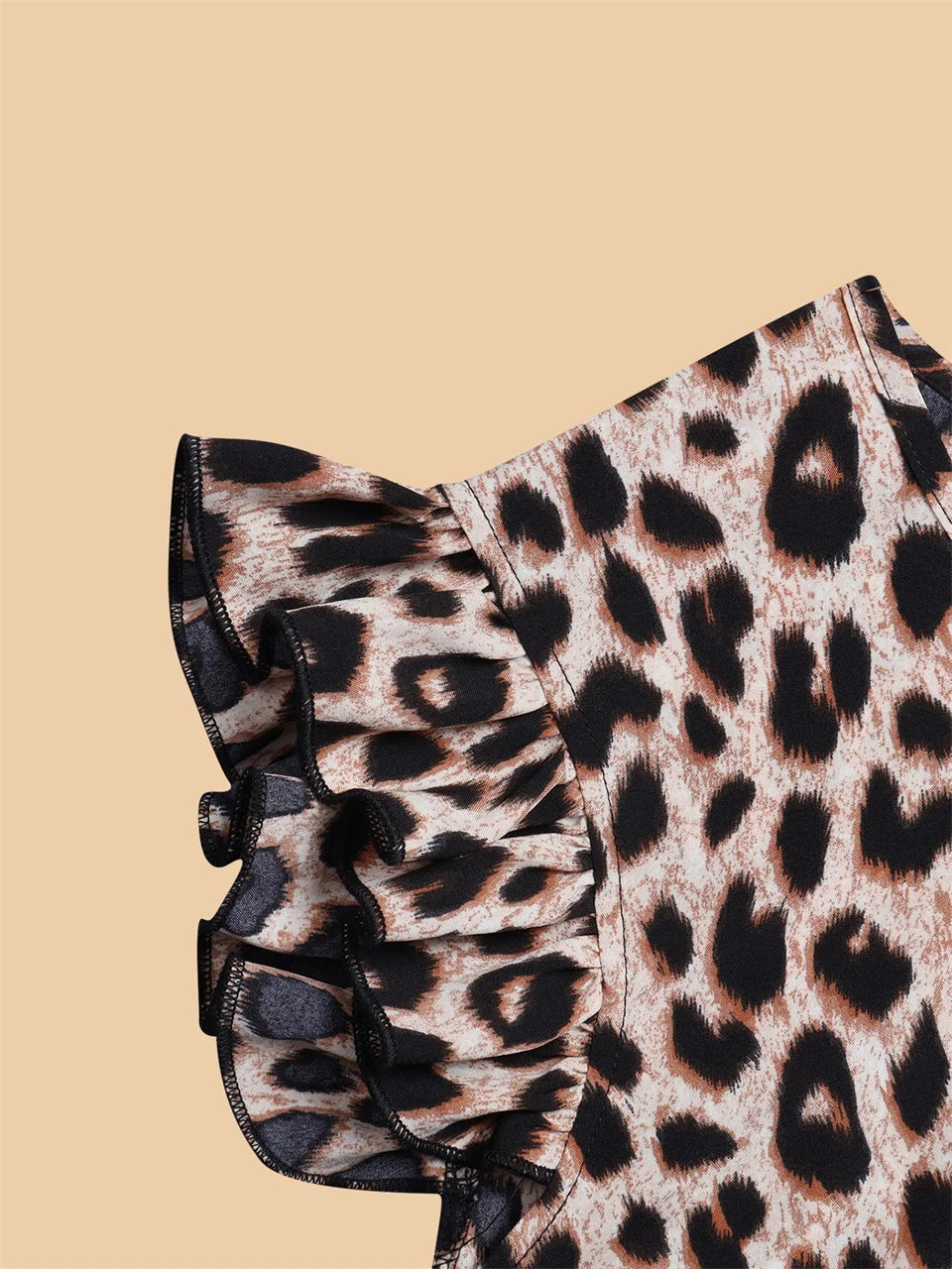 Leopard Ruffle-Sleeve Shell Top