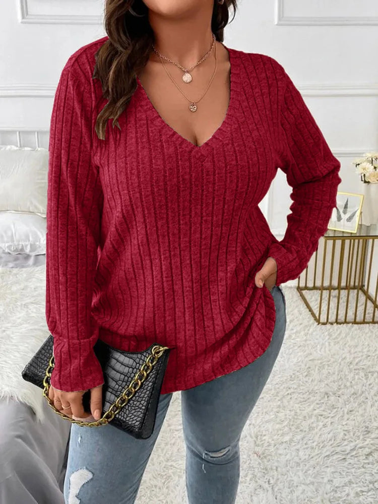 Classic Ribbed V-Neck Top