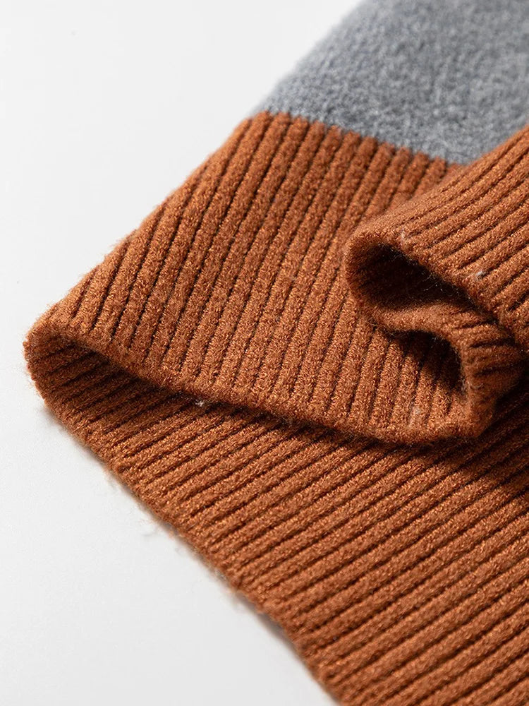 Colorblock Check Crew-Neck Sweater