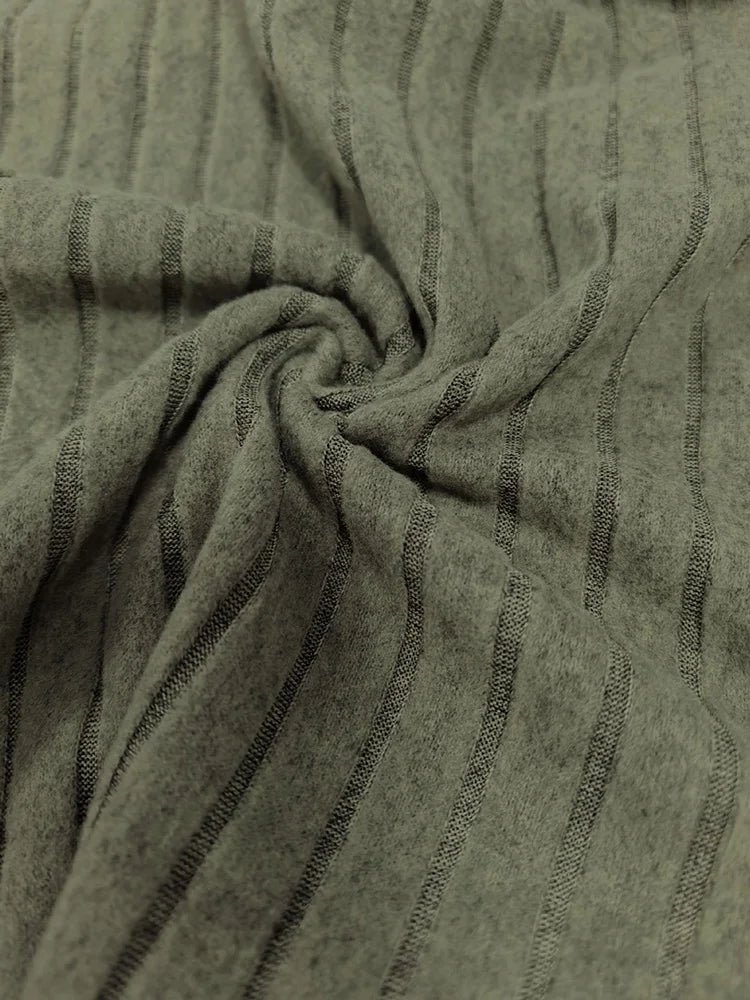 Ruffle-Yoke Ribbed Button-Front Top