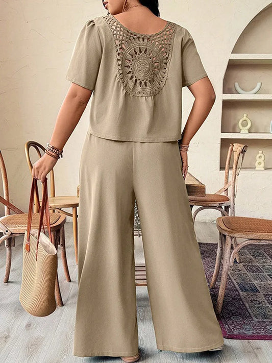 Tie-Front Top & Wide-Leg Pants Set