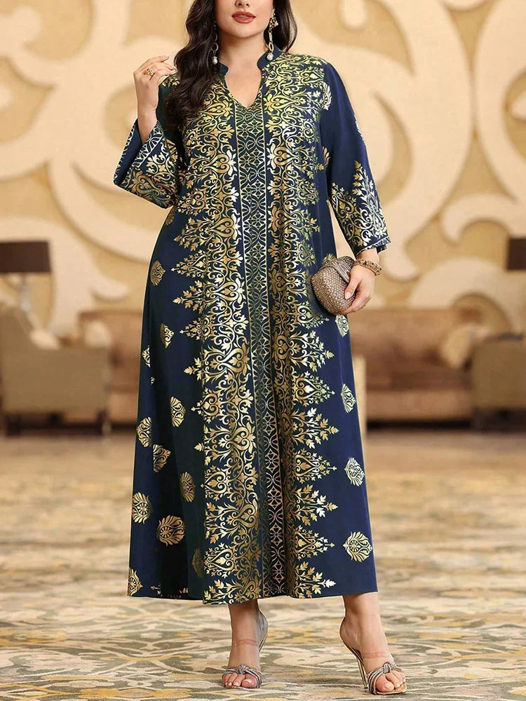 Ornate Print Kaftan Maxi Dress