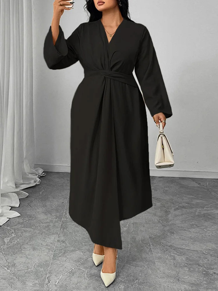 Twist-Front Asymmetric Maxi Dress