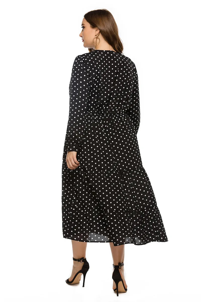 Polka-Dot Wrap Midi Dress