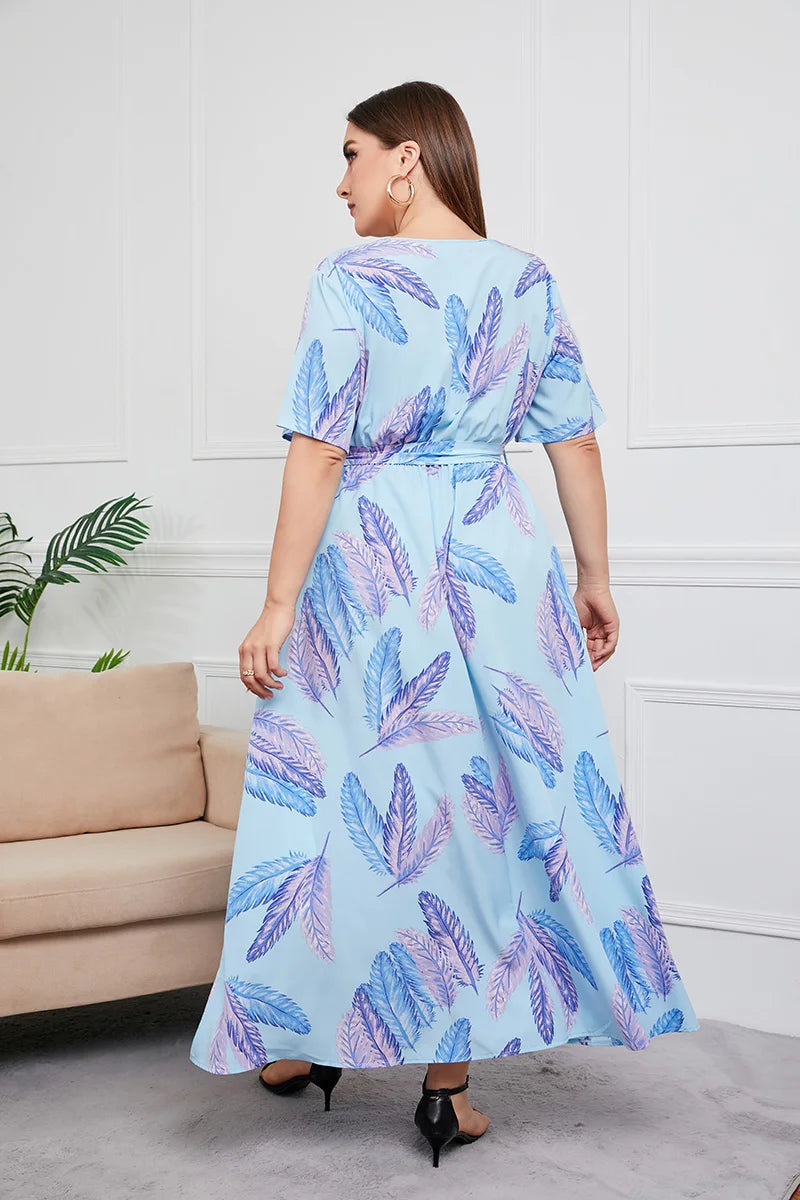 Floral Belted V-Neck Maxi Dress