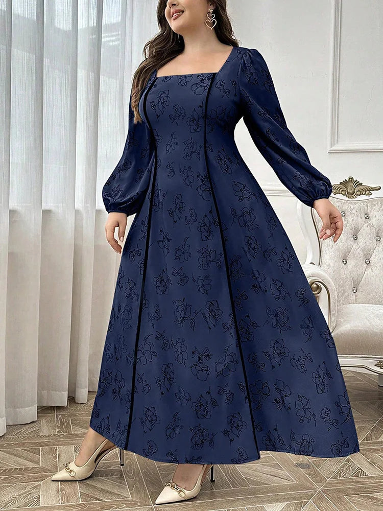 Jacquard Square-Neck Maxi Dress