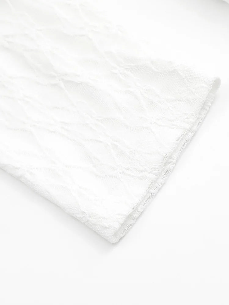 Bow-Appliqué Asymmetric Lace Top