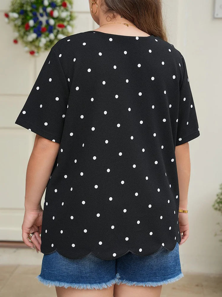 Polka-Dot Scallop-Hem Tee