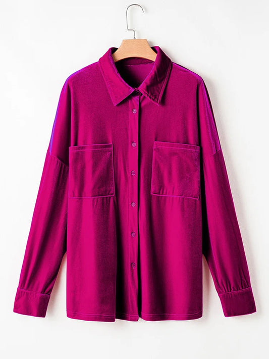 Plush Double-Pocket Button-Up Shirt