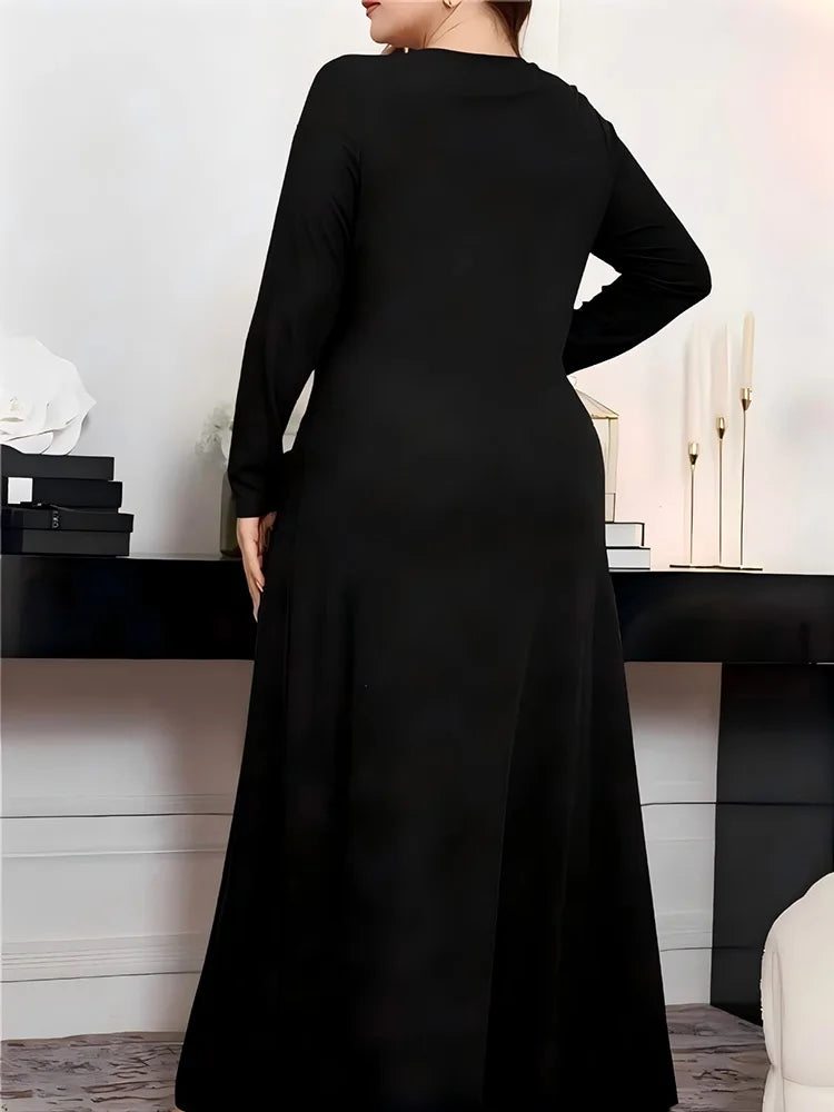 Bow-Neck Buttoned Maxi Dress