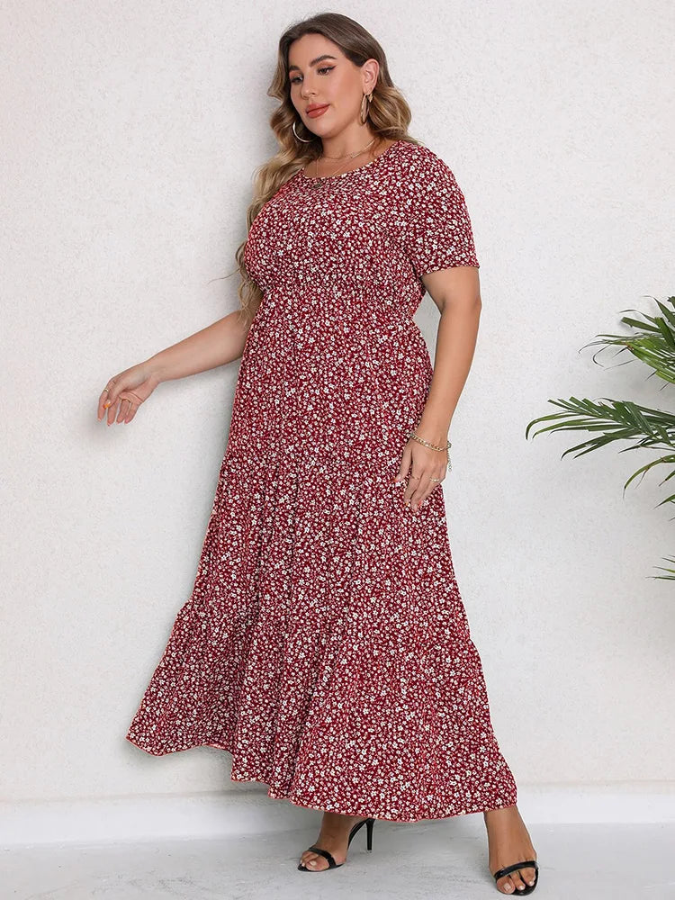 Ditsy-Floral Ruffle-Hem Maxi Dress