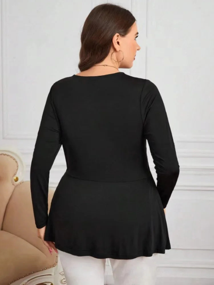 Ruched V-Neck Long-Sleeve Tunic