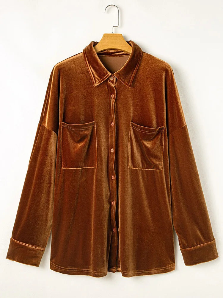 Plush Double-Pocket Button-Up Shirt