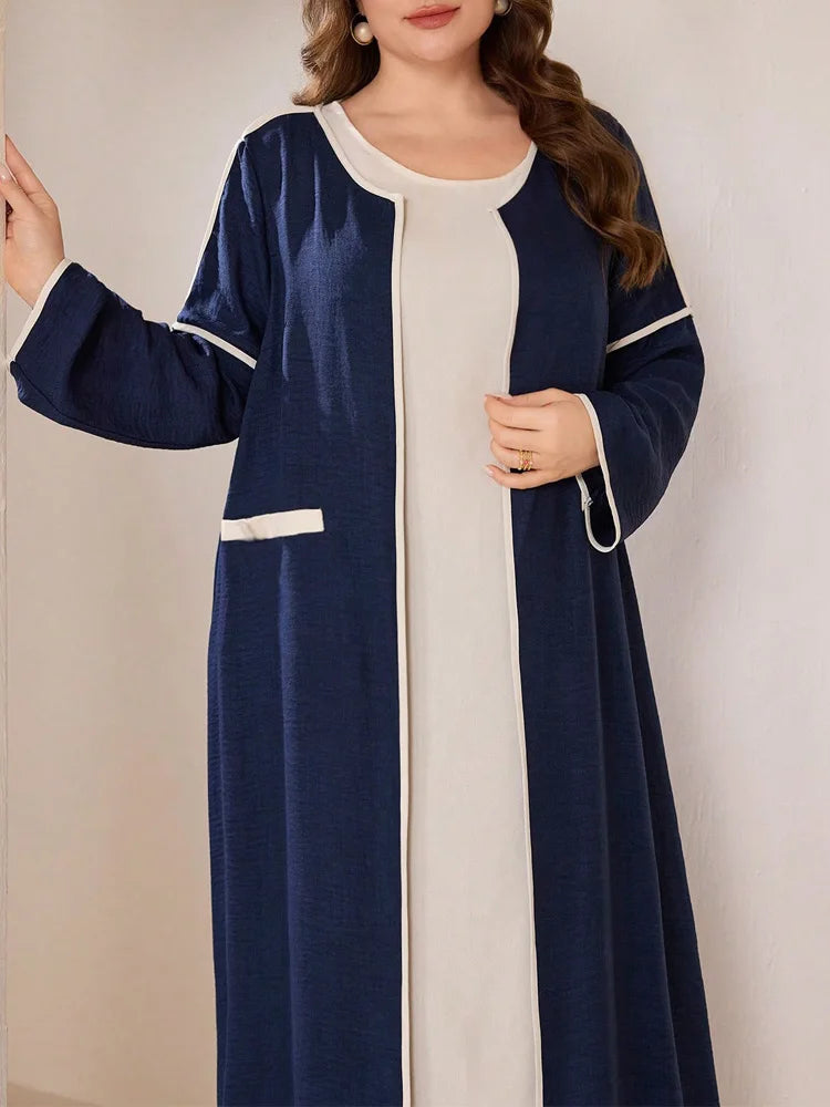 Contrast-Trim Cardigan & Maxi Dress Set