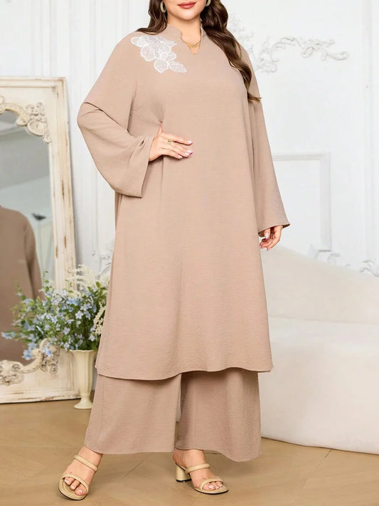 Embroidered Tunic & Wide-Leg Pants Set