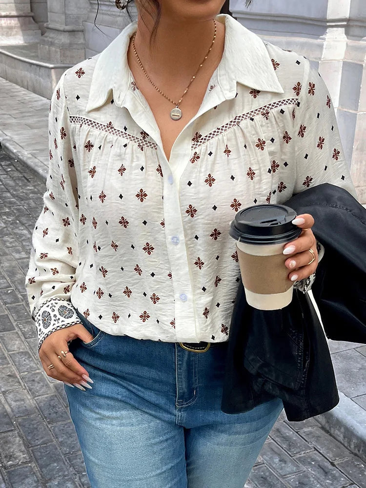 Embroidered-Yoke Button-Down Shirt
