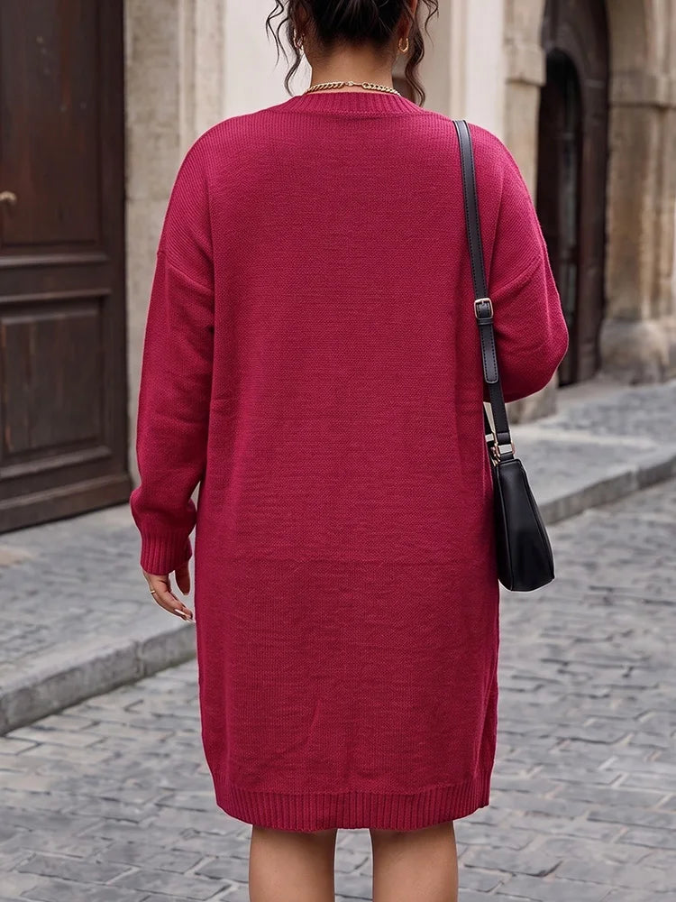 Cable-Knit Button-Front Longline Cardigan