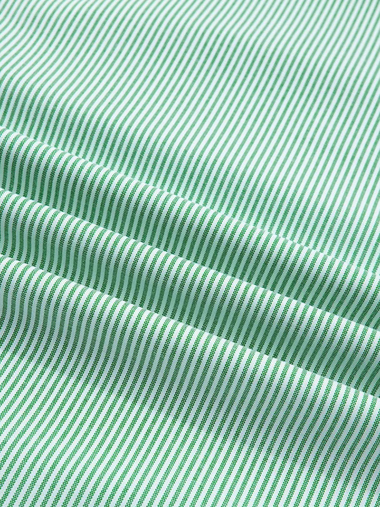 Pinstripe Tie-Sleeve Polo Blouse