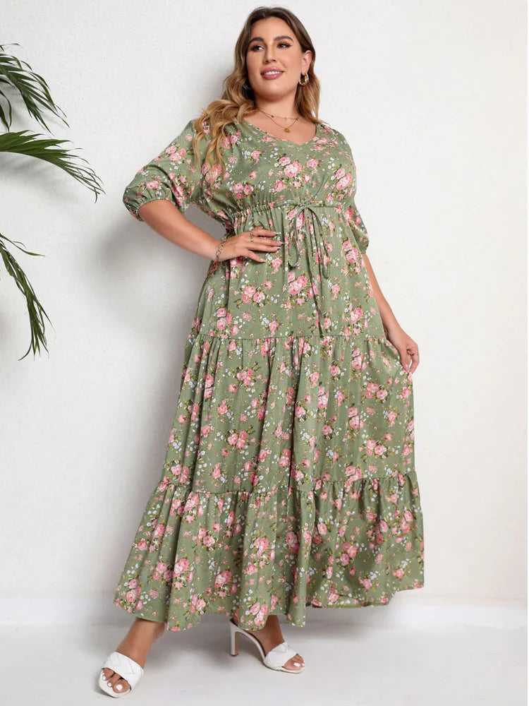 Ditsy-Floral Tiered Maxi Dress