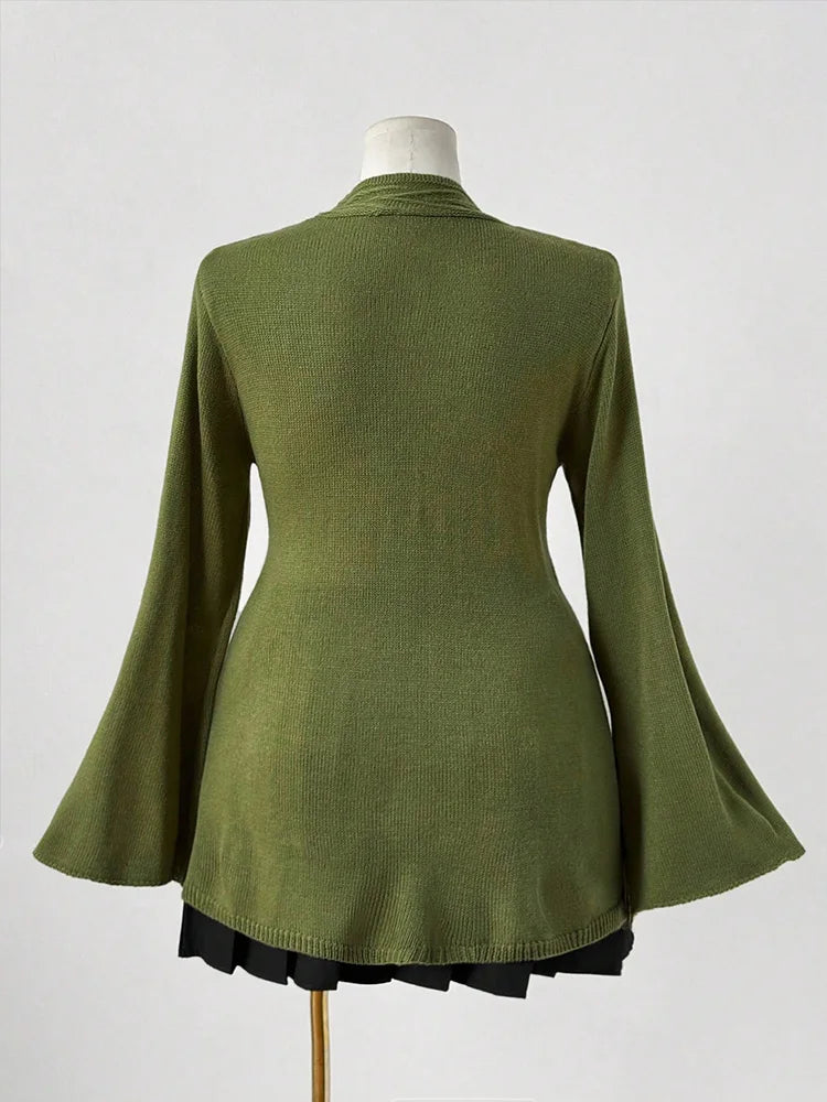 Floral-Appliqué Cable-Knit Longline Sweater