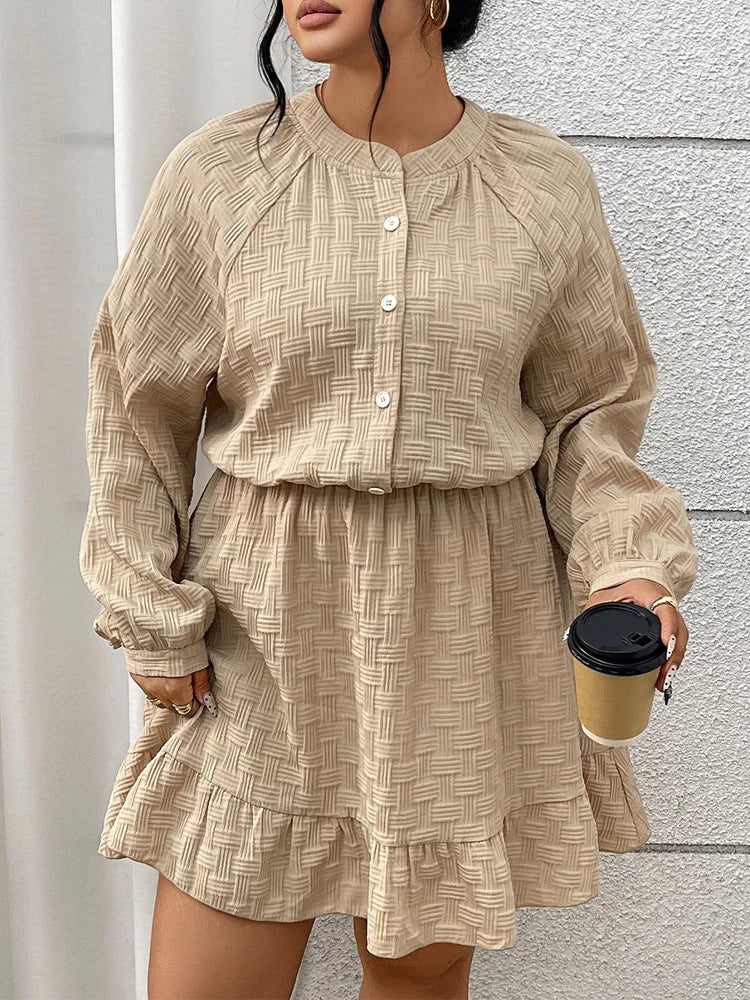 Geometric Button-Front Mini Dress