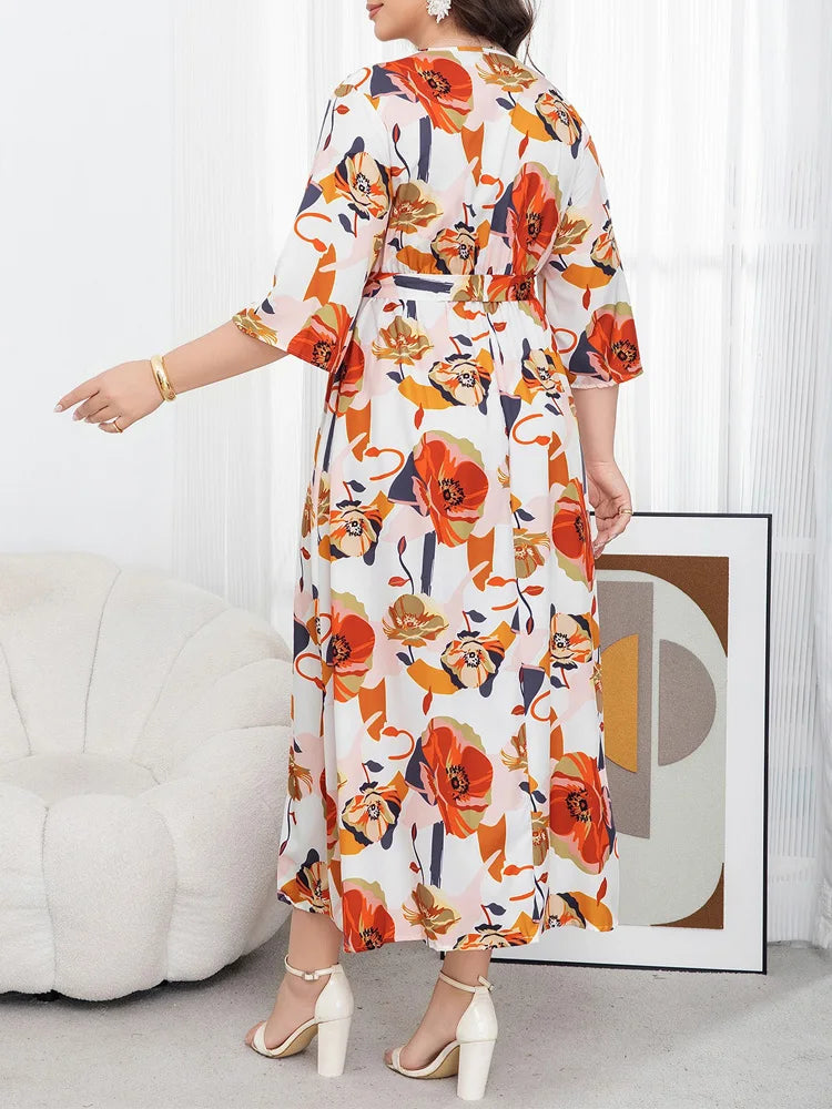 Poppy-Print Wrap Maxi Dress