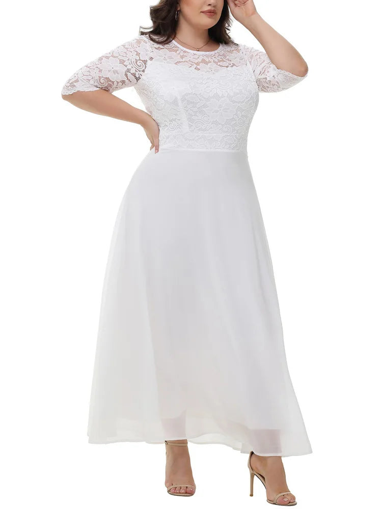 Lace-Bodice A-Line Maxi Dress