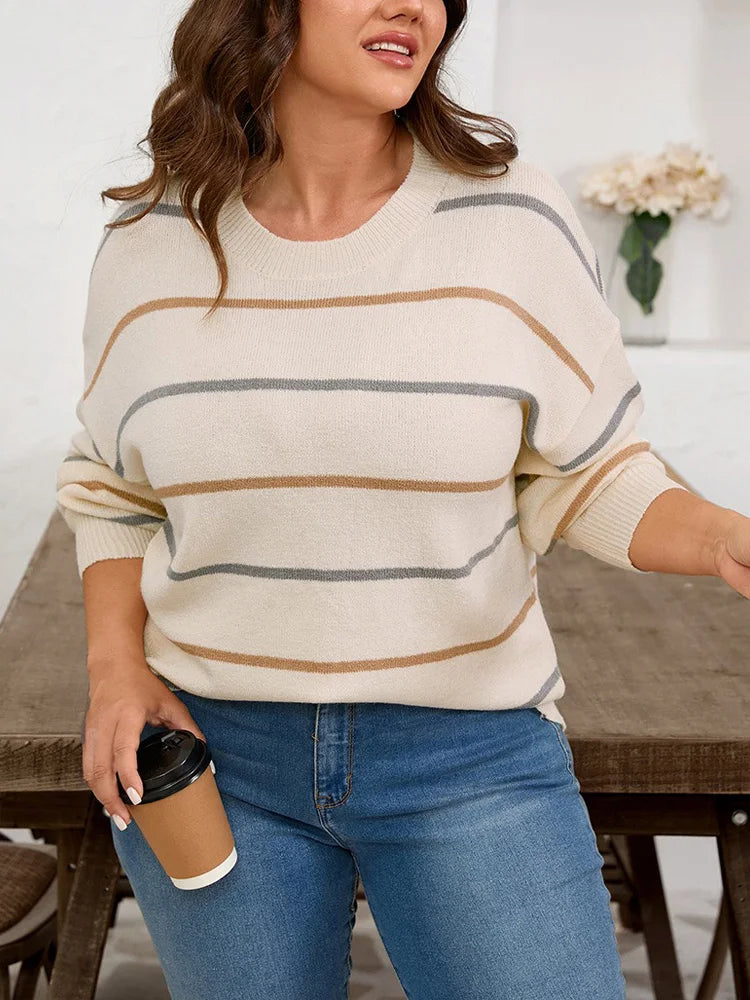Fine-Stripe Relaxed Crew-Neck Sweater