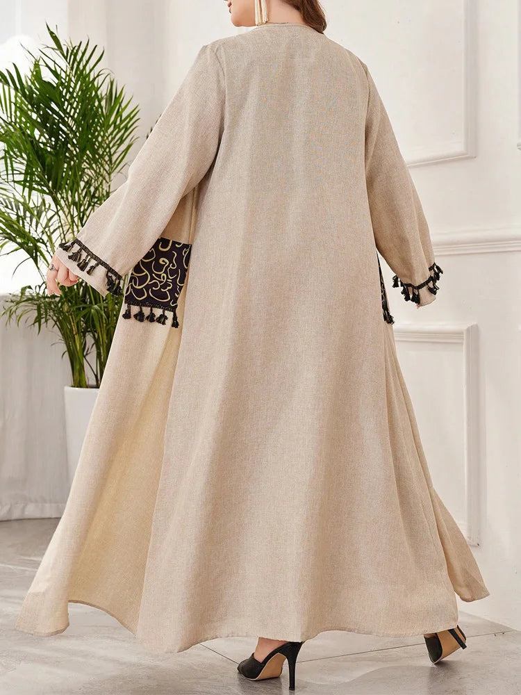 Tassel-Trim Cardigan & Sleeveless Maxi Dress Set