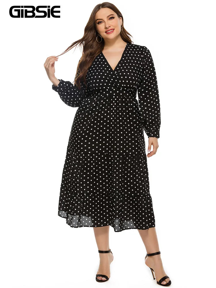 Polka-Dot Wrap Midi Dress