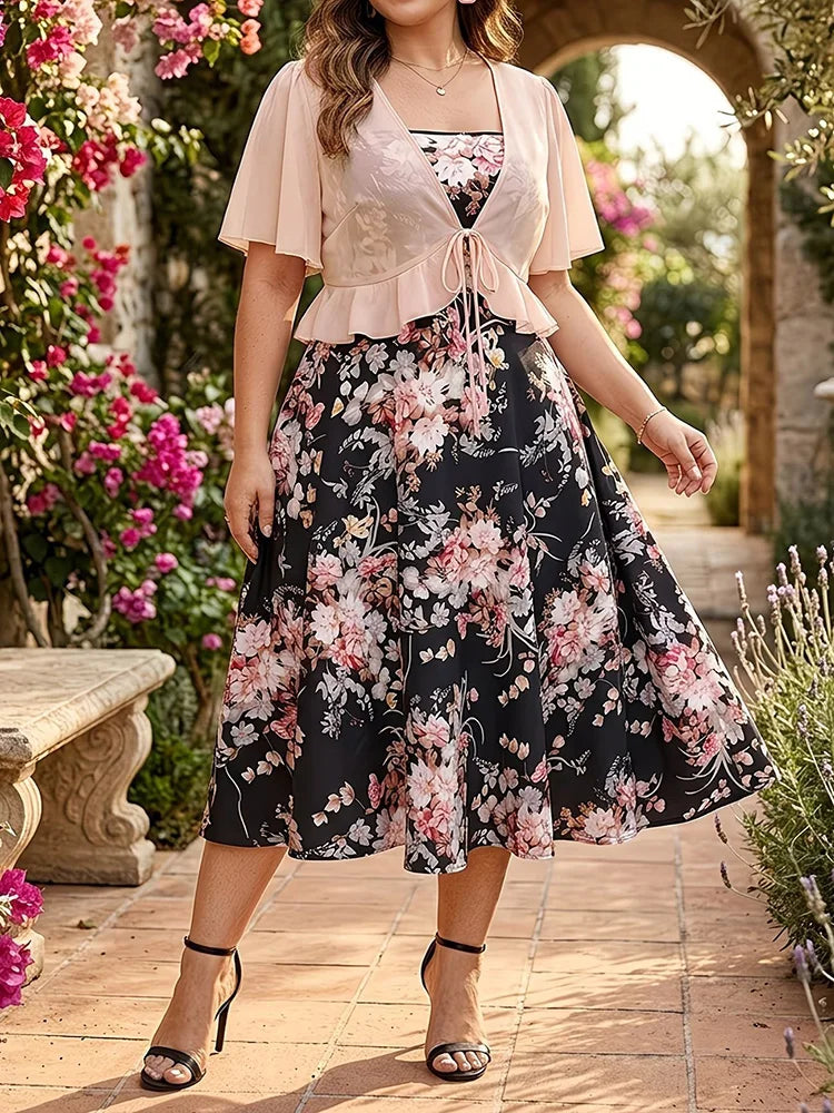 Floral Cami Dress & Tie-Front Cardigan Set