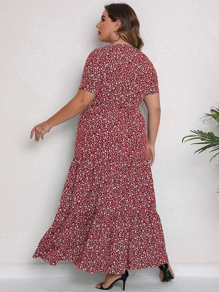 Ditsy-Floral Ruffle-Hem Maxi Dress