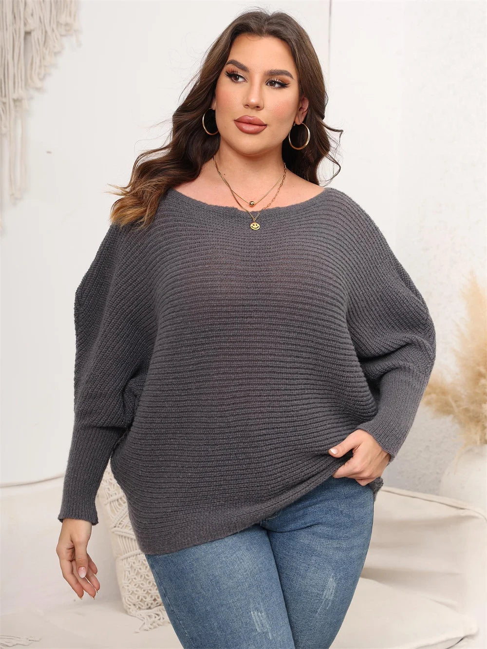 Off-Shoulder Batwing-Sleeve Sweater