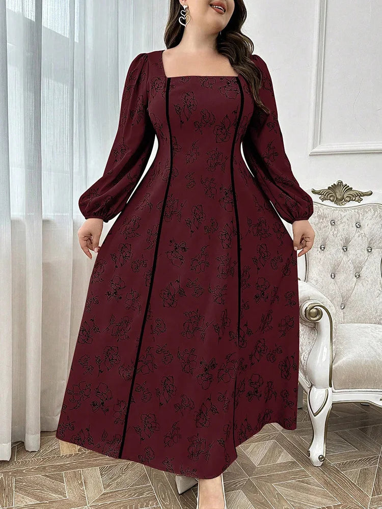 Jacquard Square-Neck Maxi Dress