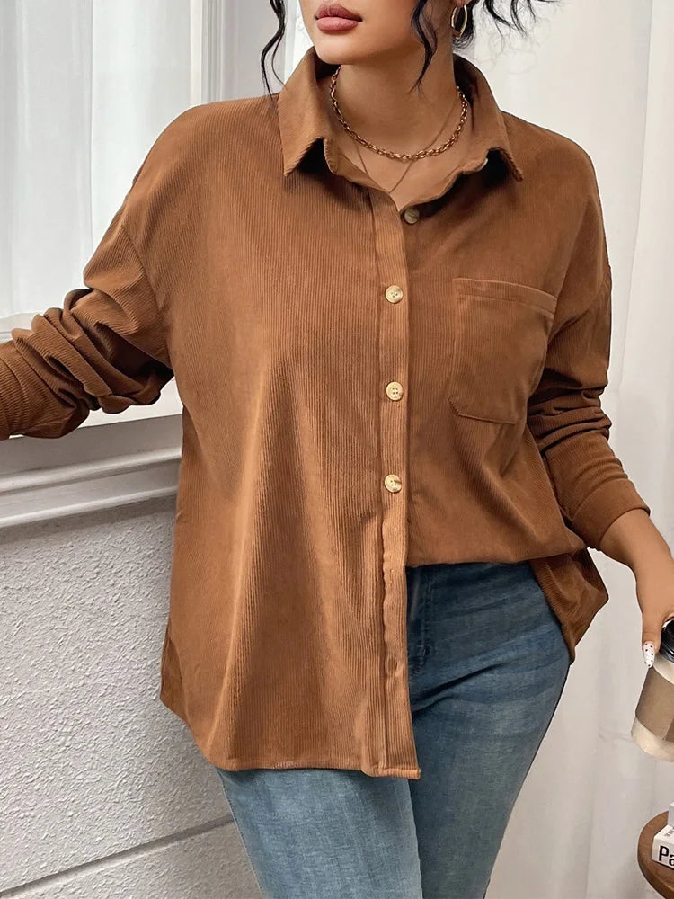 Oversized Corduroy Pocket Shirt