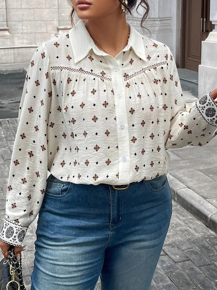 Embroidered-Yoke Button-Down Shirt