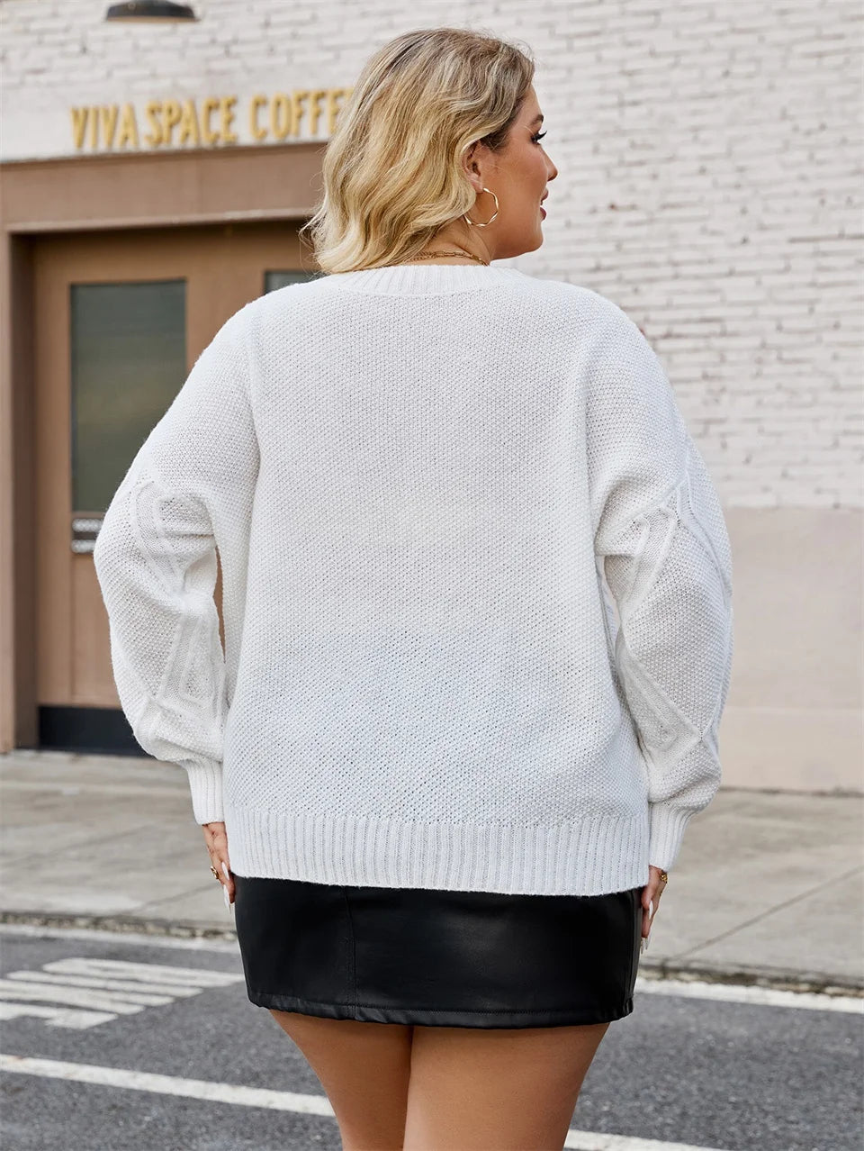 Diamond-Texture Crew-Neck Sweater