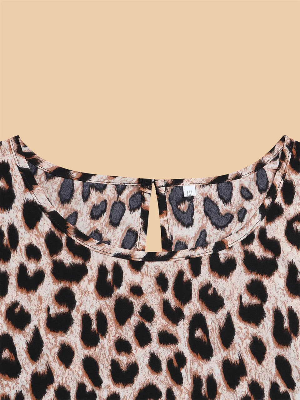 Leopard Ruffle-Sleeve Shell Top
