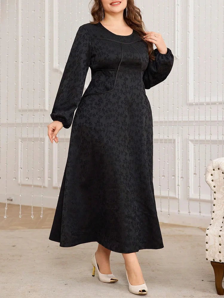 Jacquard Pocketed A-Line Maxi Dress
