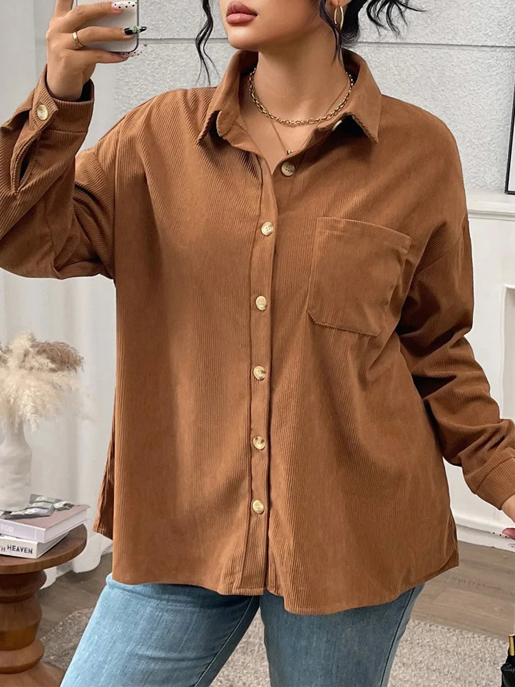 Oversized Corduroy Pocket Shirt
