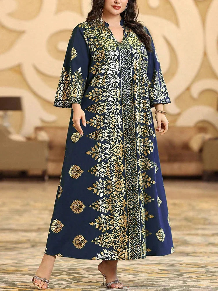 Ornate Print Kaftan Maxi Dress