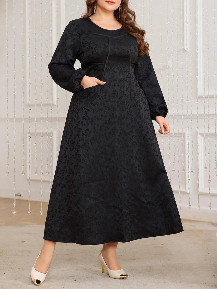 Jacquard Pocketed A-Line Maxi Dress