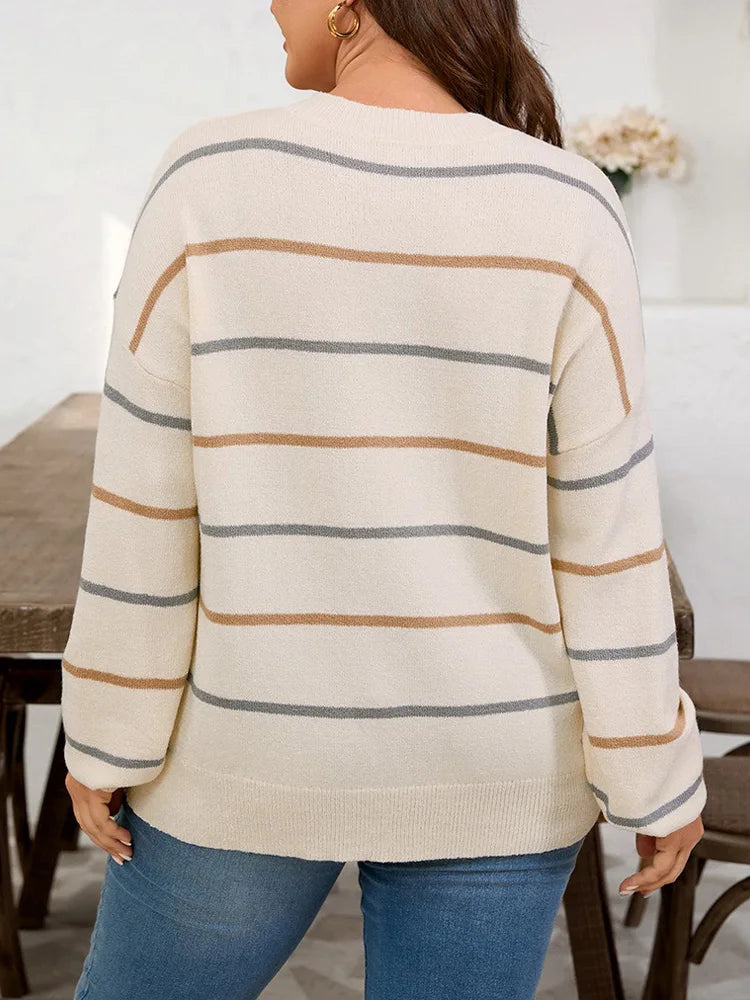 Fine-Stripe Relaxed Crew-Neck Sweater